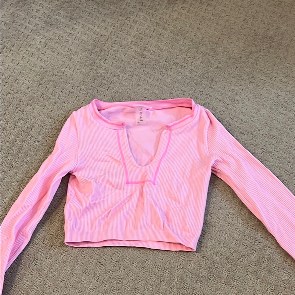 Altard State Pink Long Sleeve Crop Top